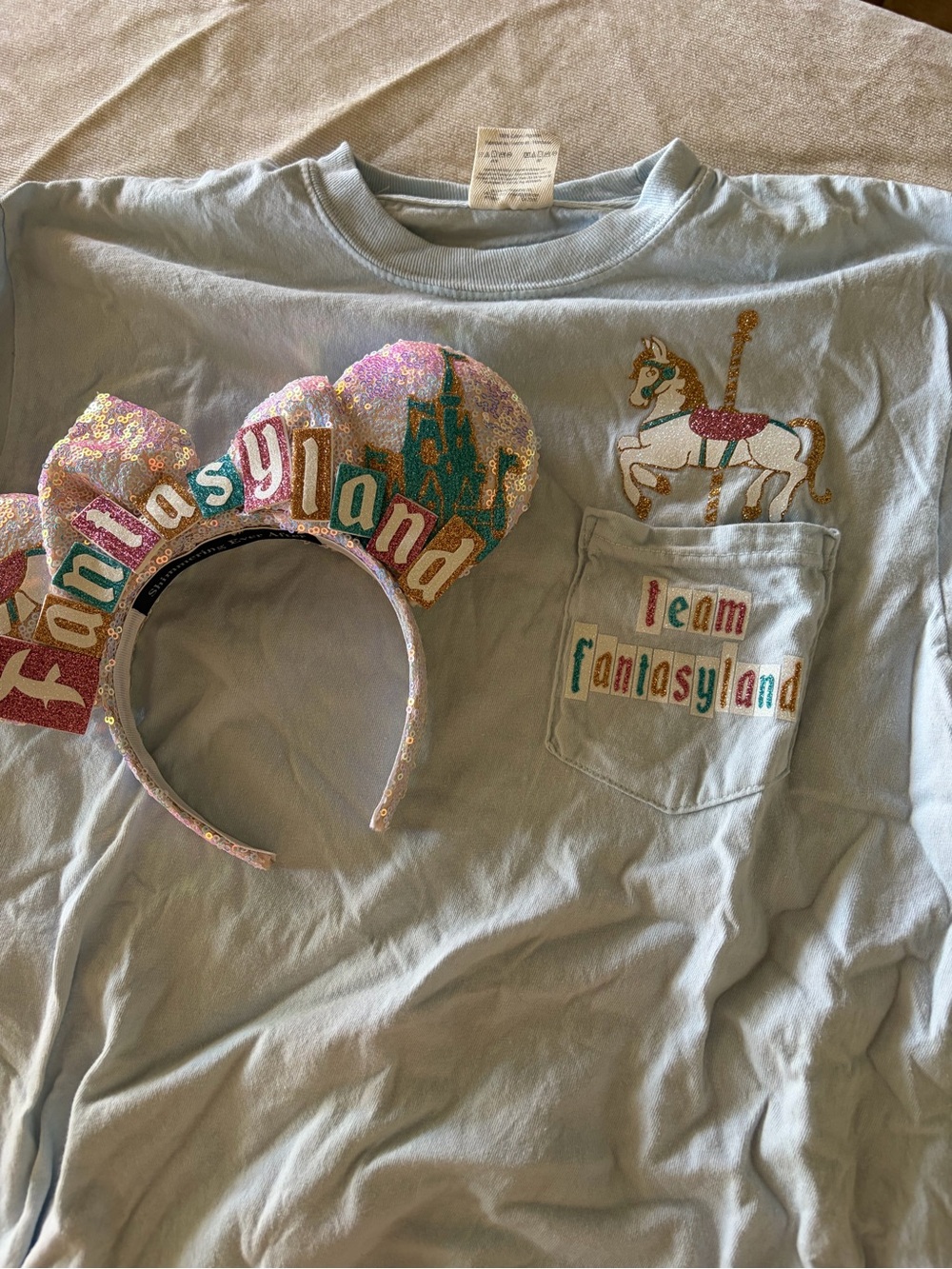BUNDLE Disney Fantasyland Glitter Pocket Tee with Sequin Carousel Ears